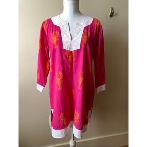 Beach Cover Top it Off Pink Orange Lobsters Medium Large